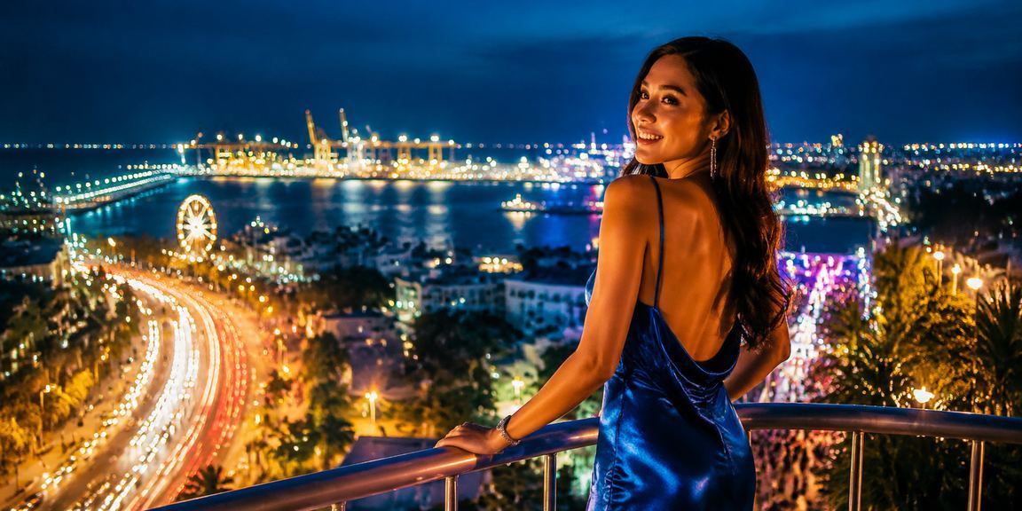 Cảnh sắc đêm với ánh đèn neon và xổ số tại Vũng Tàu